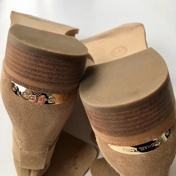 MICHAEL KORS ankle suede leather cut boot gold hardware buckle logo all season 8 - Picture 5 of 15